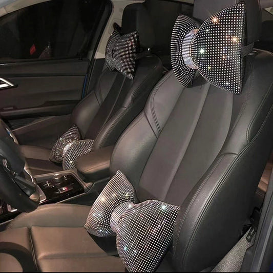 Universal Luxury Rhinestone Diamond Bowknot Car Headrest