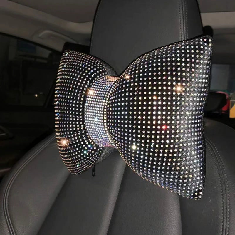 Universal Luxury Rhinestone Diamond Bowknot Car Headrest