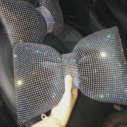 Universal Rhinestone Diamond Bowknot Car Headrest