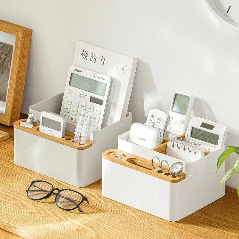 Multi purpose desktop organizer with dividers/remote control storage ...