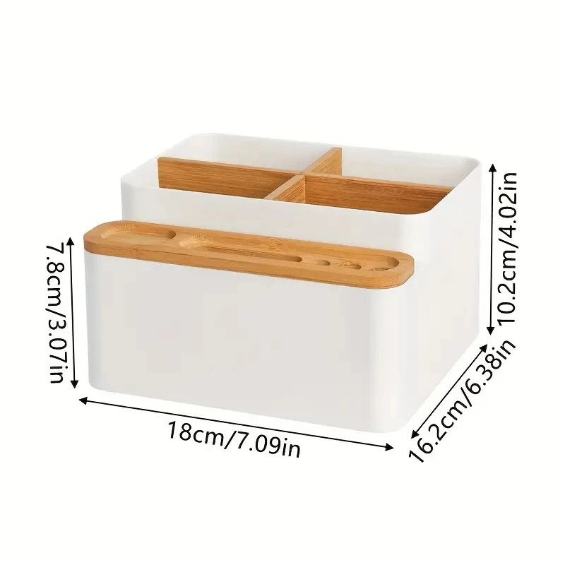 Multi purpose desktop organizer with dividers/remote control storage