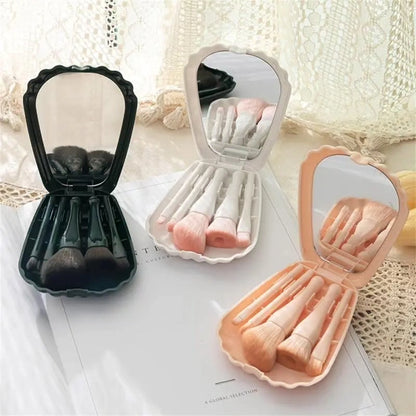 Makeup brushes set with makeup mirror