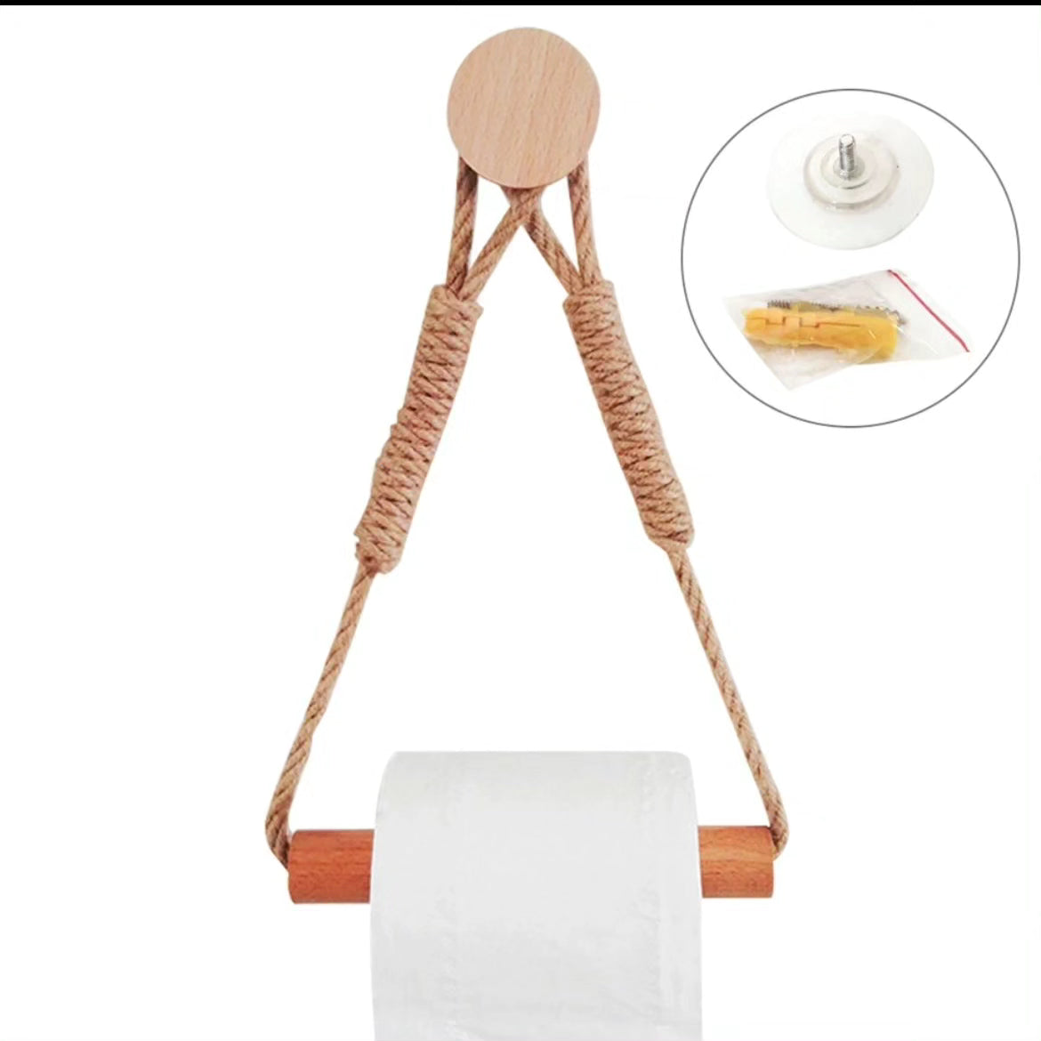 Rope with Bamboo Tissue Holder