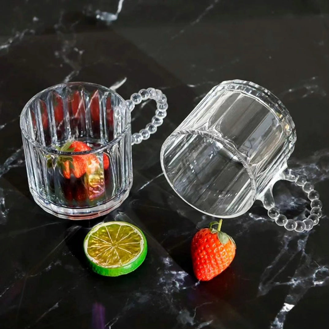 Luxury Glass Cup Cover with Pearl Like Handle