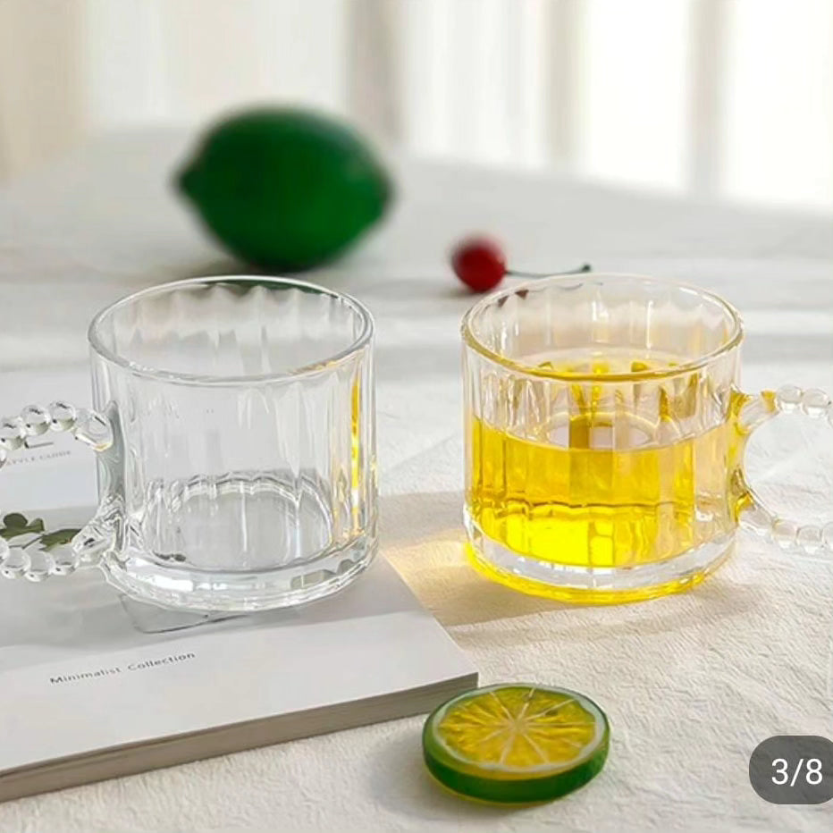 Luxury Glass Cup Cover with Pearl Like Handle