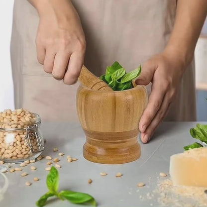 Eco friendly bamboo mortar and pestle