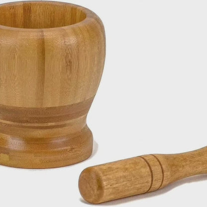 Eco friendly bamboo mortar and pestle