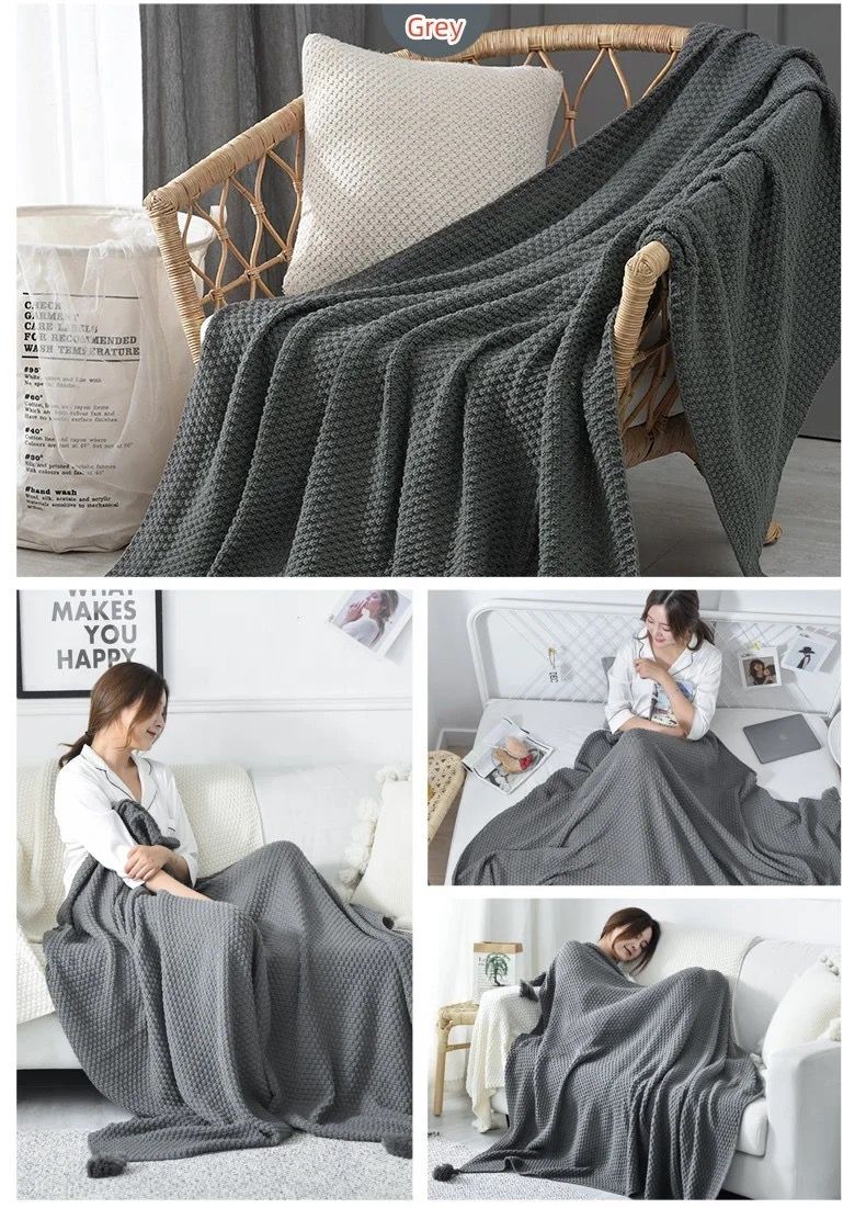 Tassel textured throw blanket