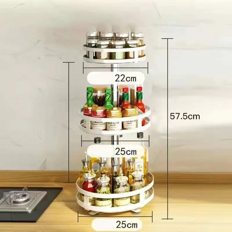 360° Rotating Metallic Kitchen Bathroom Storage Rack