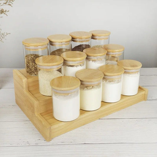 12pc Glass spice jars and stand