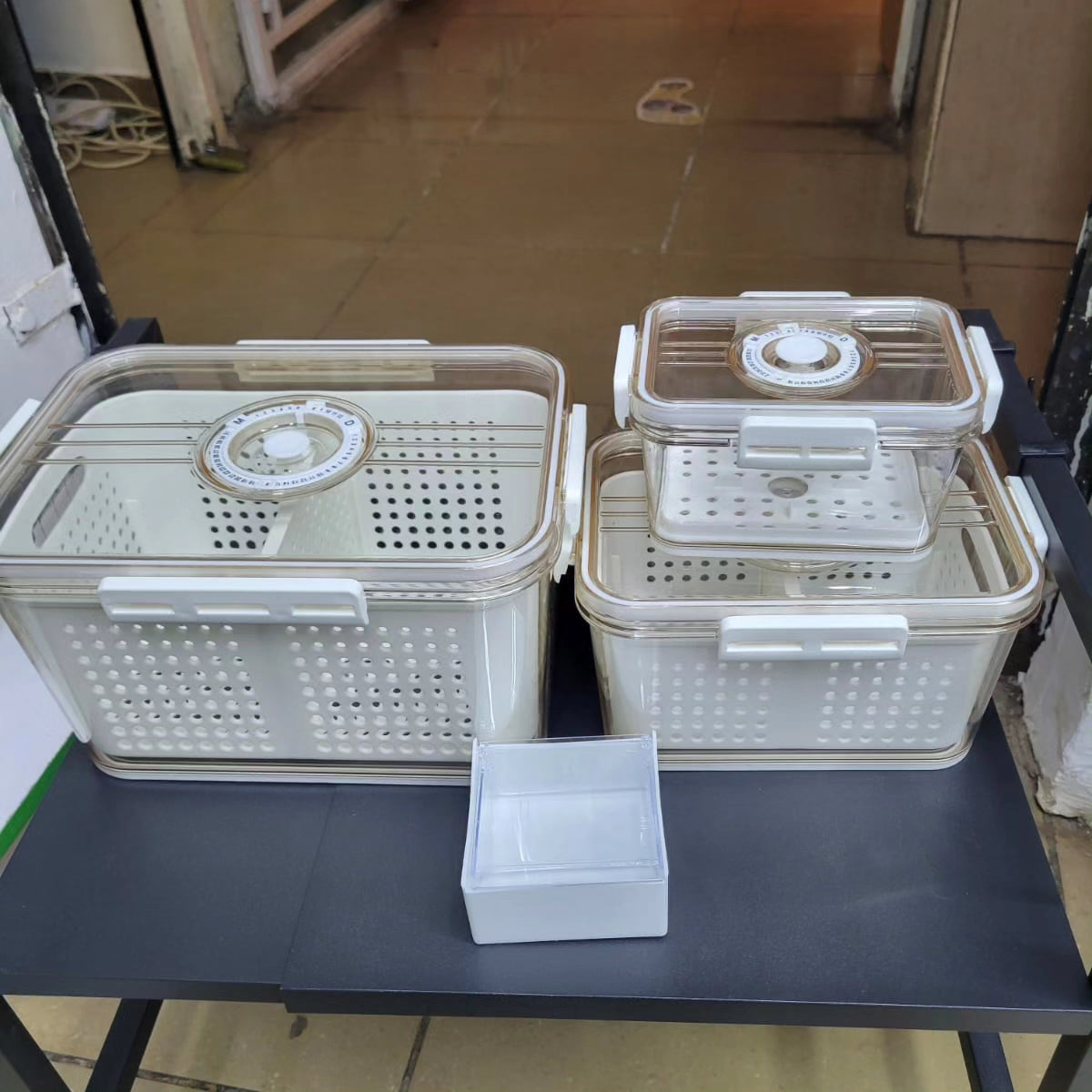 3pcs Airtight Fridge Storage Box with Drain Basket