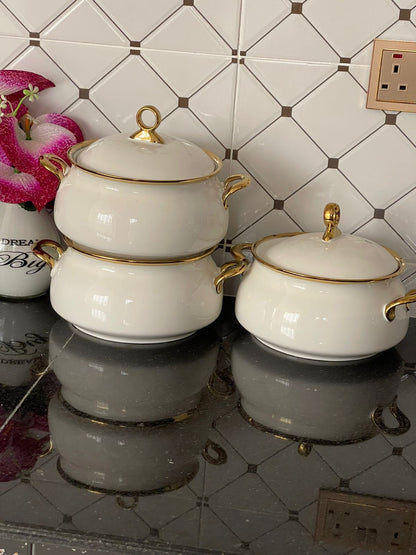 3pcs Ceramic serving dishes bowls cream