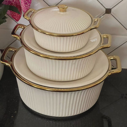 Ridged Serving Dishes set of 3