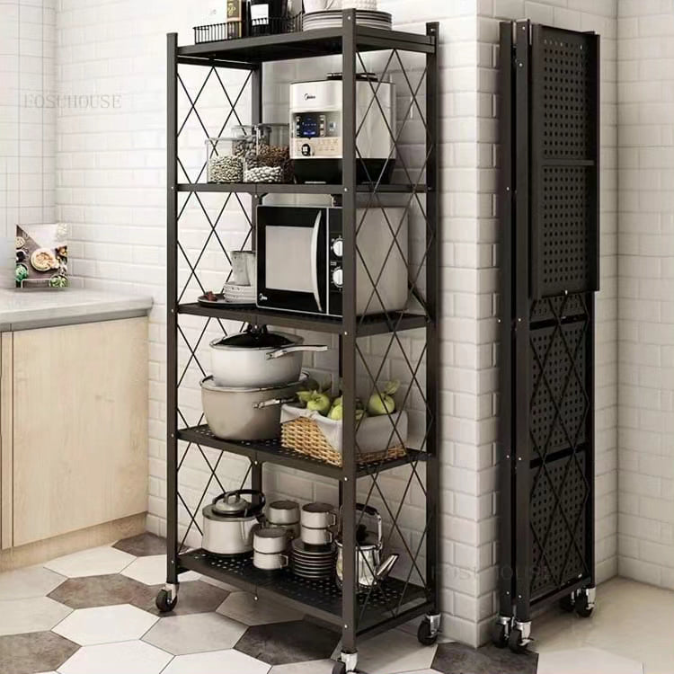 5 Tier Foldable Movable Metallic Storage Rack