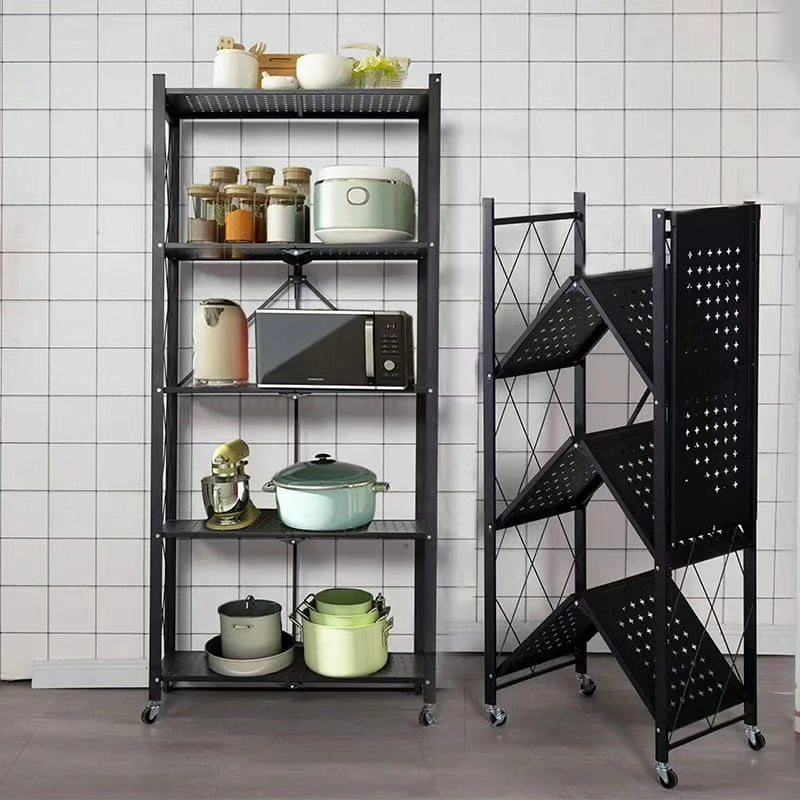 5 Tier Foldable Movable Metallic Storage Rack