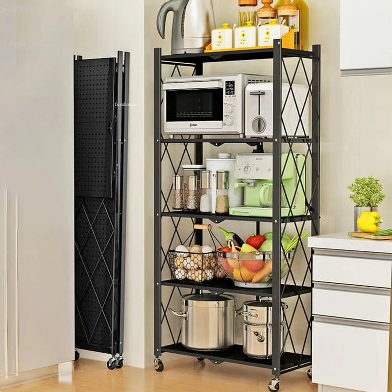 5 Tier Foldable Movable Metallic Storage Rack