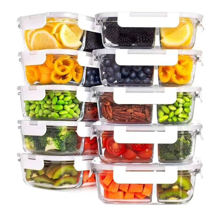 Partitioned Glass Food Storage Containers