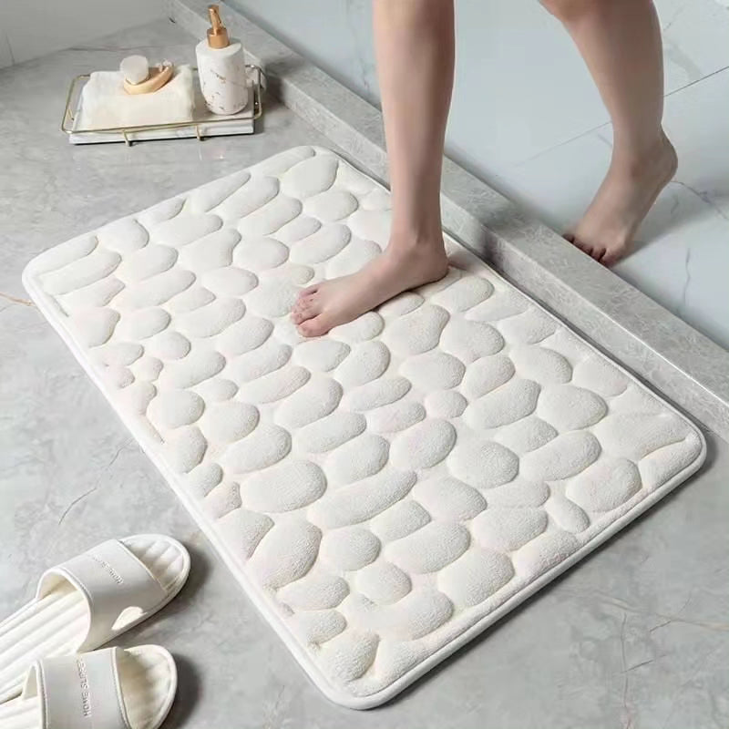 Cobble stone  absorbent bathroom door mat BlackNov