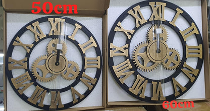 Retro gear wooden wall clock