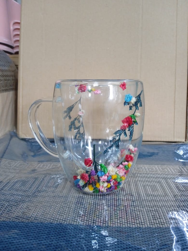 Double walled floral mugs