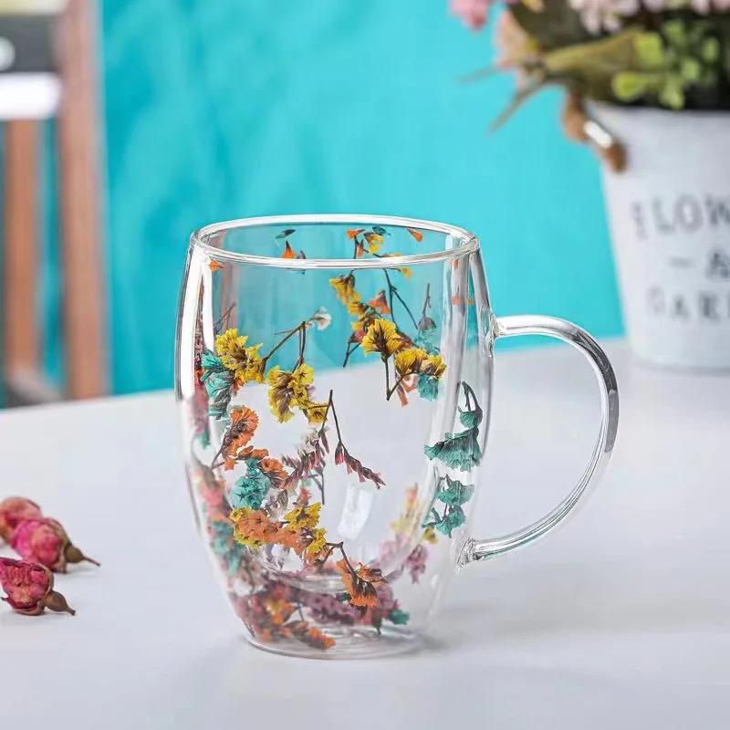 Double walled floral mugs