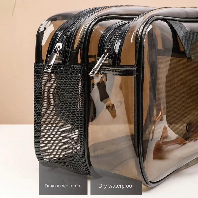 Dry wet partitioned wash bags