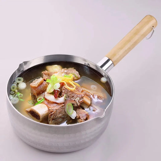 Aluminium 2litre milk soup noodles pot with wooden handle