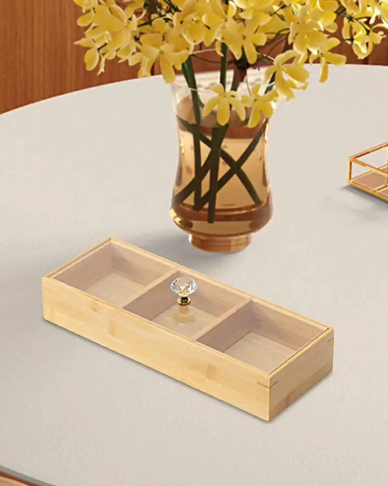 3 Slot Wooden Tea Bag Organizer