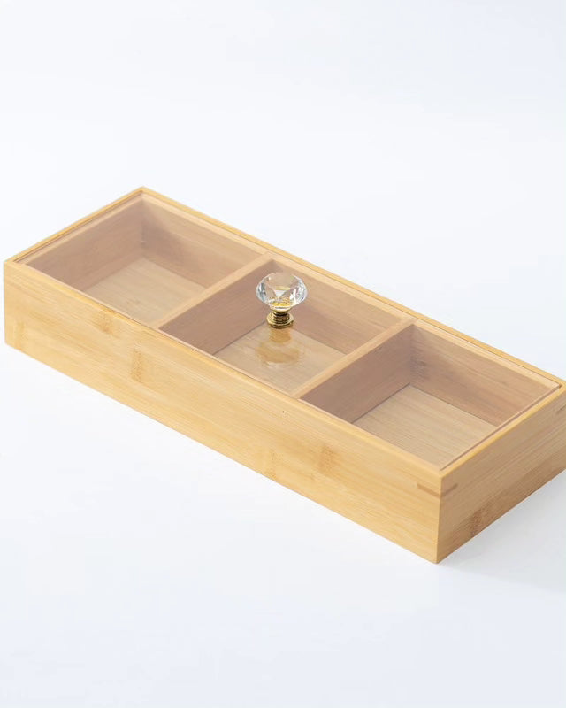 3 Slot Wooden Tea Bag Organizer