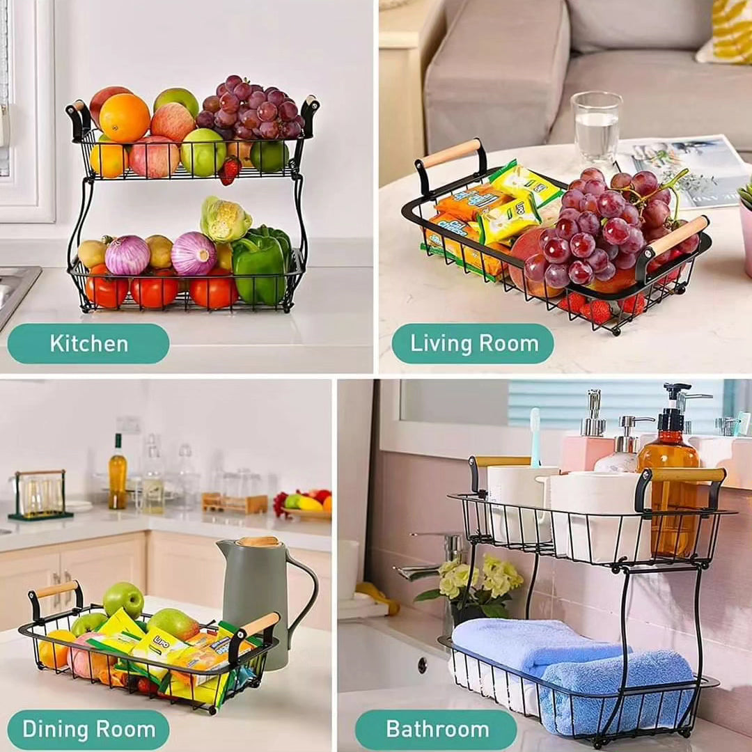 2 Tier Detachable Metallic Fruit Rack