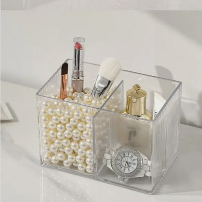 Acrylic Cotton Swab Storage Box with Bamboo Lid