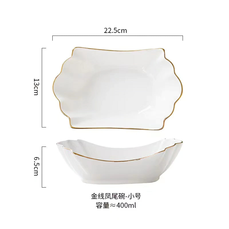 Gold Ceramic Household Soup Bowl