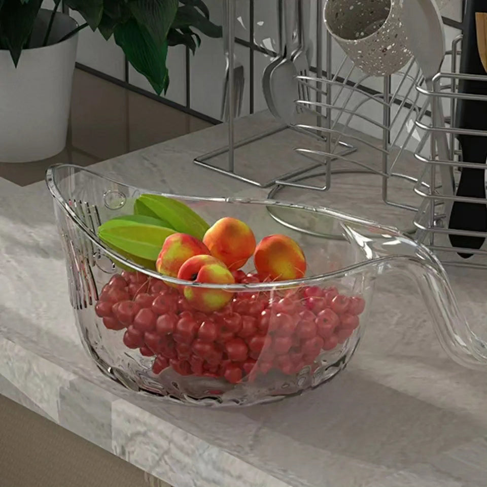 Acrylic Multi Functional Drain Bowl with Strainer Container