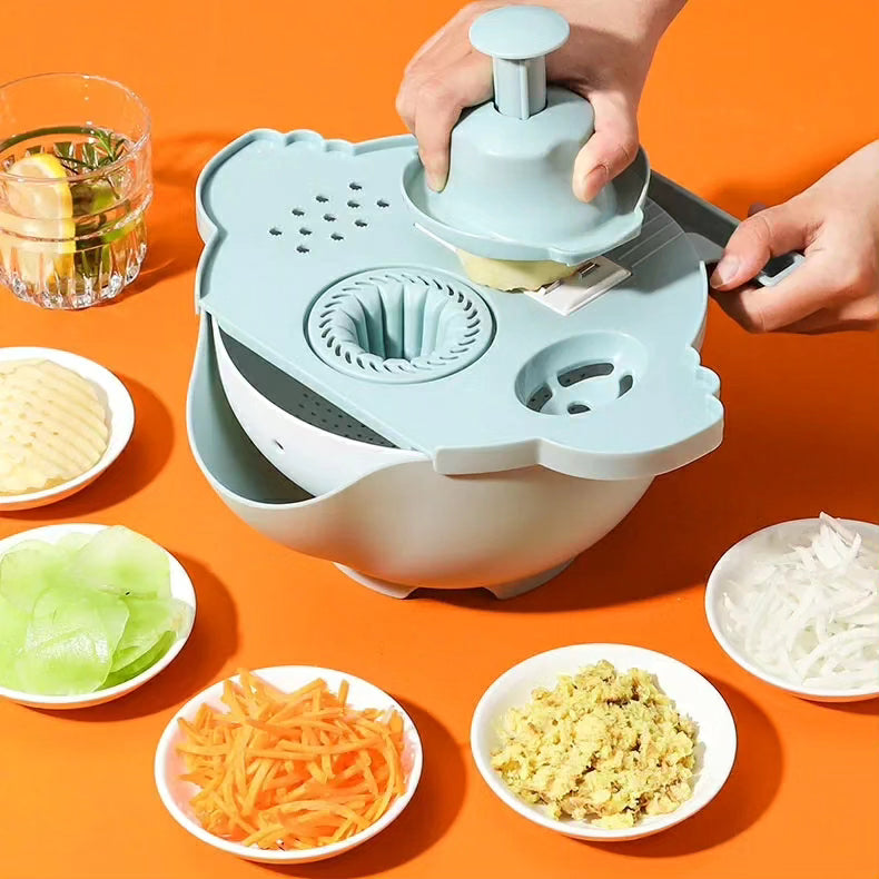 7 In 1 Multi-functional Vegetable Cutter with Drain Basket