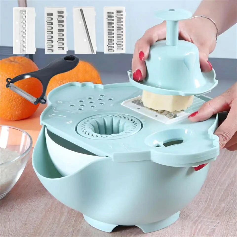 7 In 1 Multi-functional Vegetable Cutter with Drain Basket