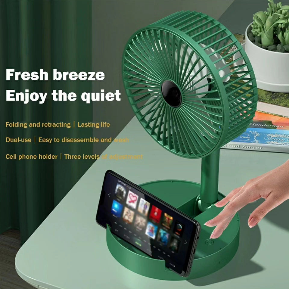 Telescopic Mini Foldable Fan Green only BlackNov