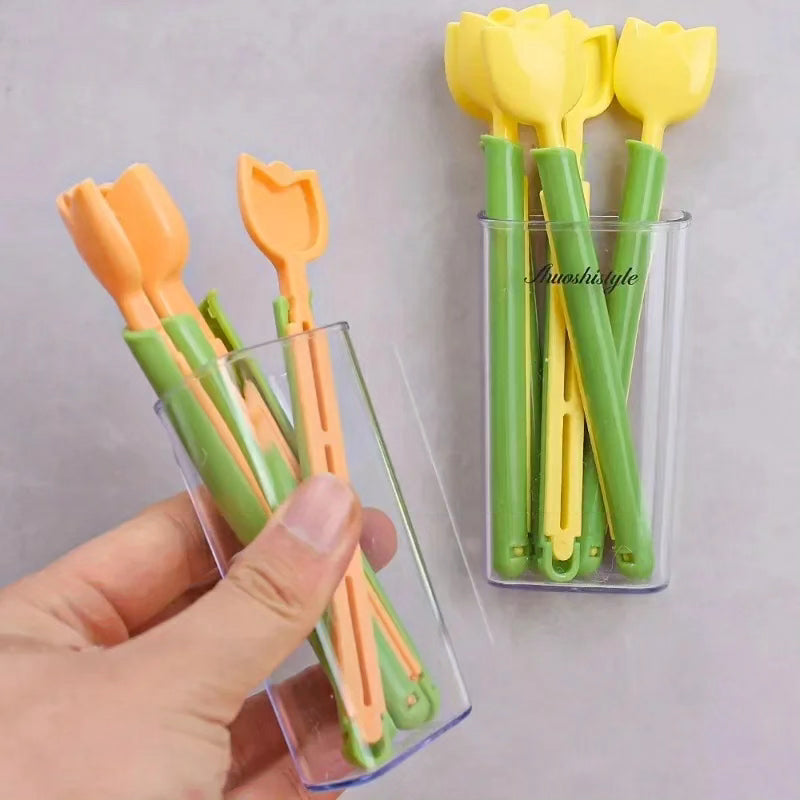 5pcs Set Magnetic Tulip Fridge Food Storage Clips