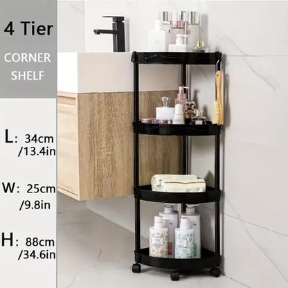 4 Layer corner storage trolley rack