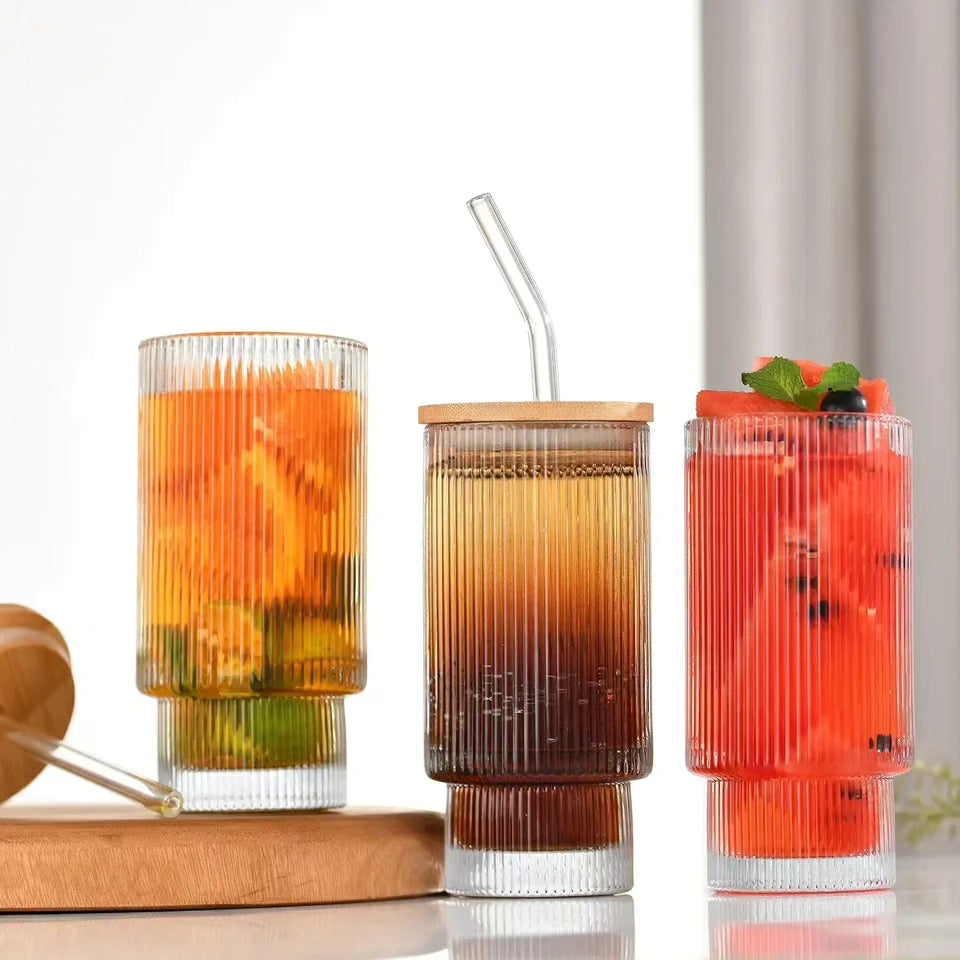 High Borosilicate Glass Mug with Bamboo Lid and Straw