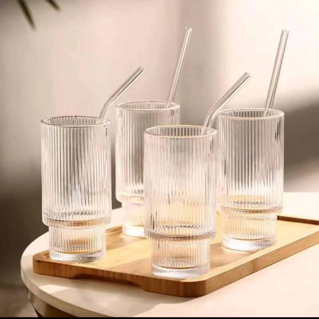 High Borosilicate Glass Mug with Bamboo Lid and Straw