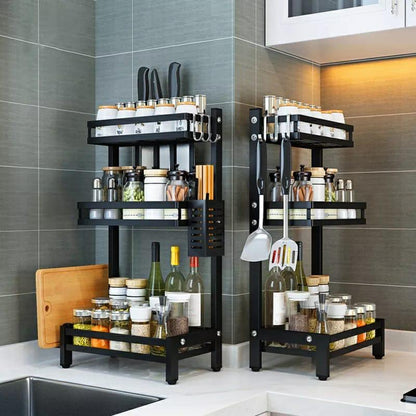 3 Tier Metallic Spice Rack BlackNov