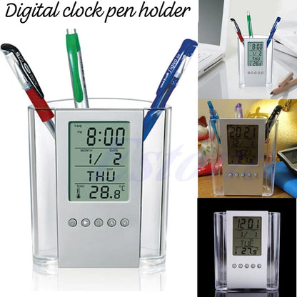 Desktop stationary organizer with alarm clock