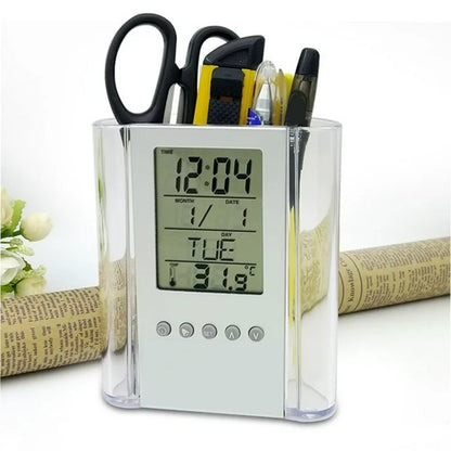 Desktop stationary organizer with alarm clock