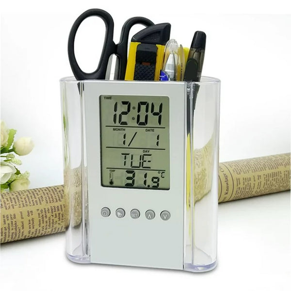 Desktop Stationary Organizer with Alarm Clock