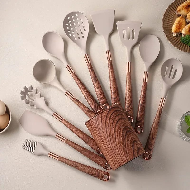 11pcs silicone spoon set with storage container