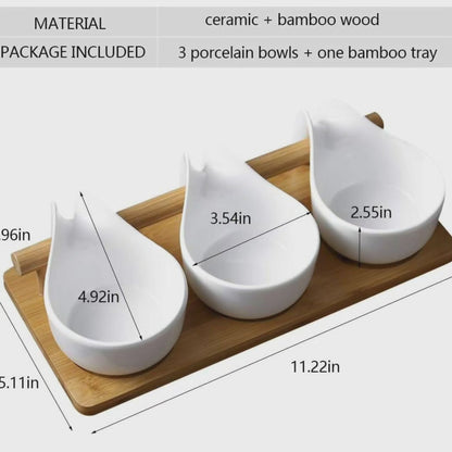 3pcs bowlSet Bamboo Wood Tray