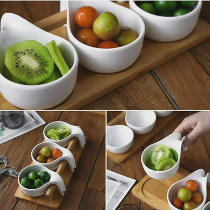 3pcs bowlSet Bamboo Wood Tray