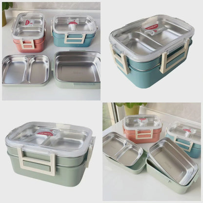 Double Layered Children Stainless Steel Lunch Box