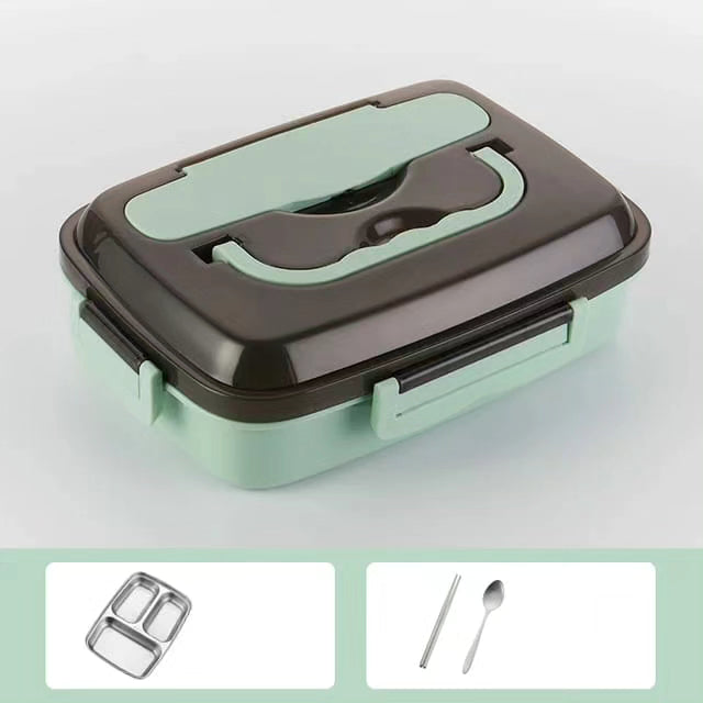 3 Grid Stainless Steel Lunch Box with Spoon and Chopstick BlackNov