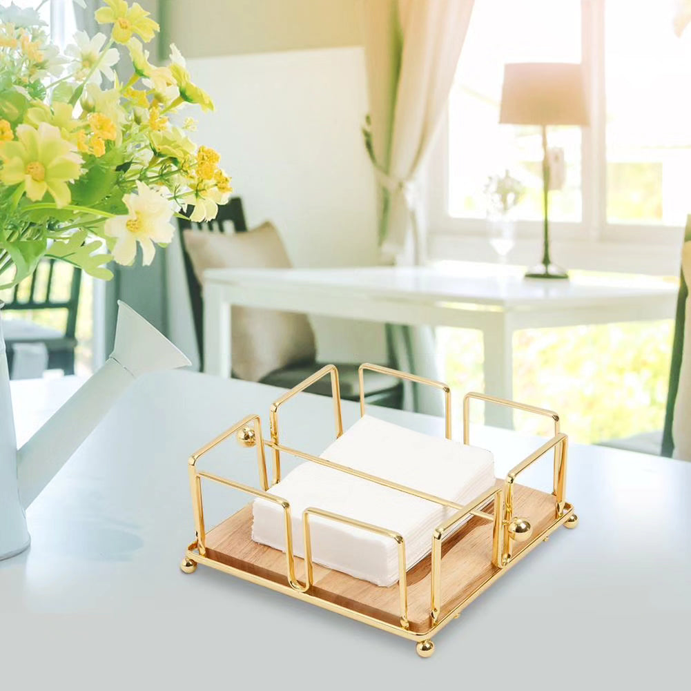 Luxury Metallic Serviette Holder with Bamboo Place On